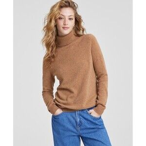 CHARTER CLUB LUXURY 100% Cashmere Brown Praline Turtleneck Sweater Size Large